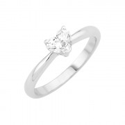 Δαχτυλίδι Μονόπετρο με Διαμάντι Καρδιά Λευκόχρυσος Κ18 - 16004