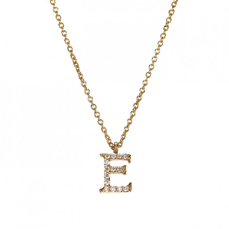 Μενταγιόν Μονόγραμμα E με Διαμάντια Χρυσός Κ18 - 10014E